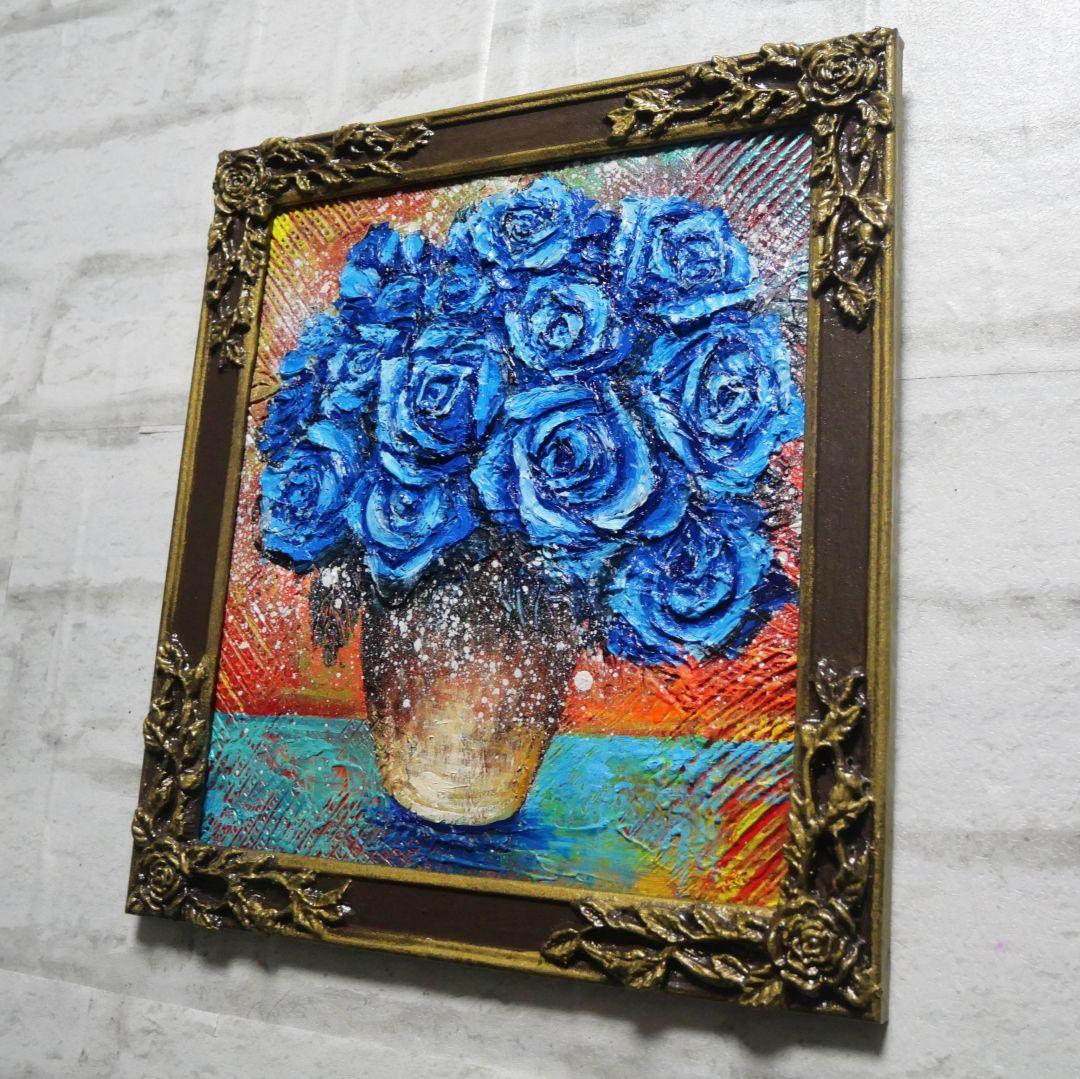 油絵 油彩 油彩画 絵 絵画【青い薔薇】