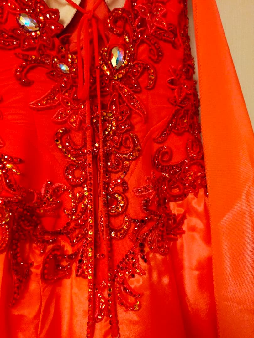 社交ダンス　スタンダードドレス　赤　Мサイズ