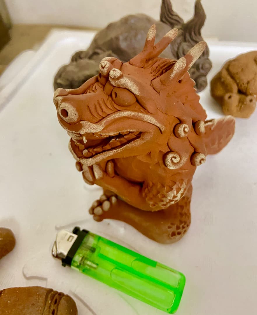 タイムサービス新垣光雄シーサー【龍　サイン入り】