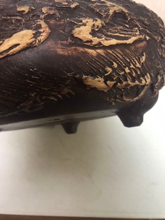 盆栽蜂　超希少激レア松皮盆栽鉢時代3つ足山野草鉢草もの盆栽鉢置き物ゴツゴツした鉢