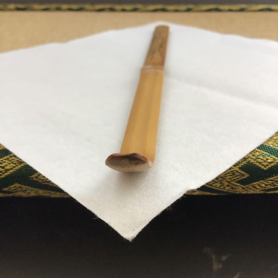 茶道具　茶杓　銘:左近楼•右近橘　松尾流九代半古斎作•書付　共筒　共箱S46CS