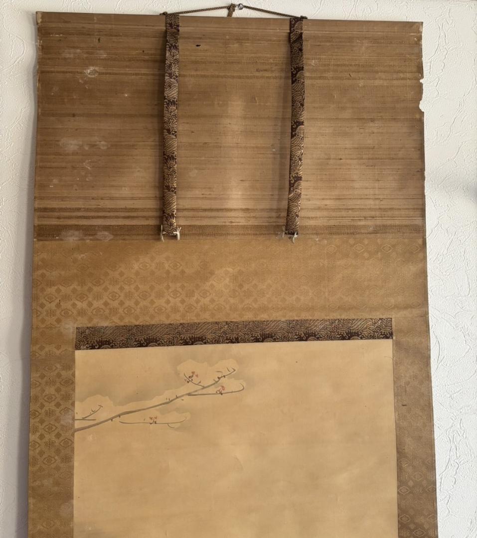 掛け軸 景文之筆 雪中花鳥之図