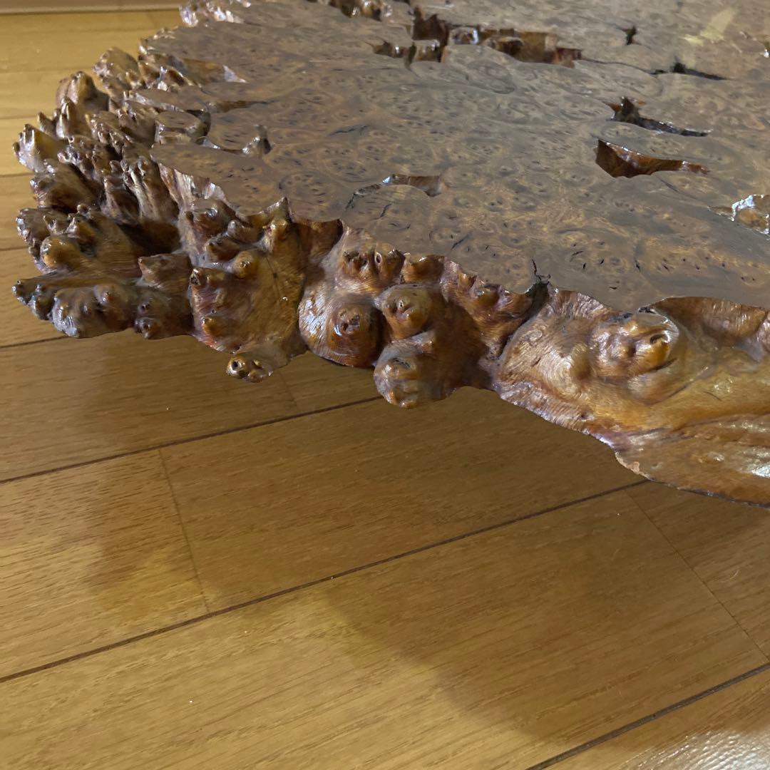 【天然木】一枚板天然木製　玉杢　飾り台　花台　アンティーク　レトロ　脚付