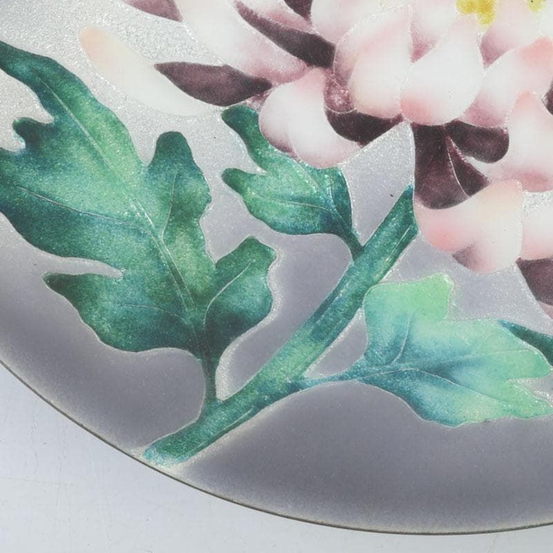 七宝焼　花文　飾皿　皿立付　時代箱　V　9881