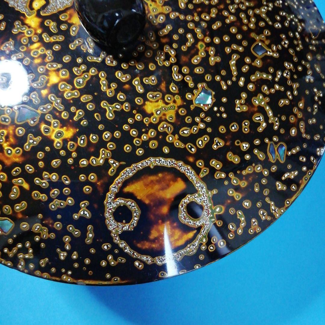 若狭塗　金箔に貝の螺鈿細工　木製の菓子鉢　漆塗り