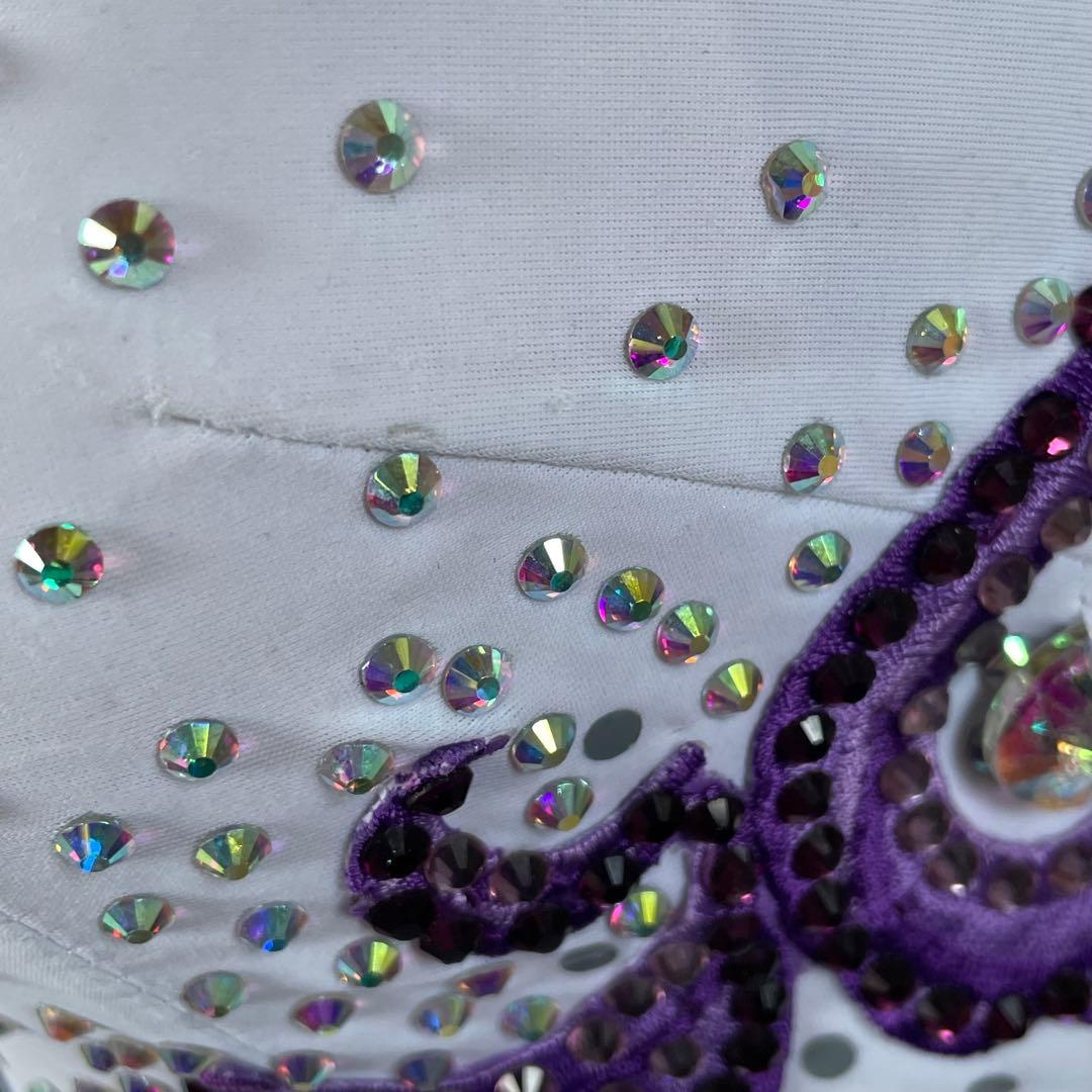 社交ダンス　ラテンダンス　ドレス衣装　レース　白　紫　S1121