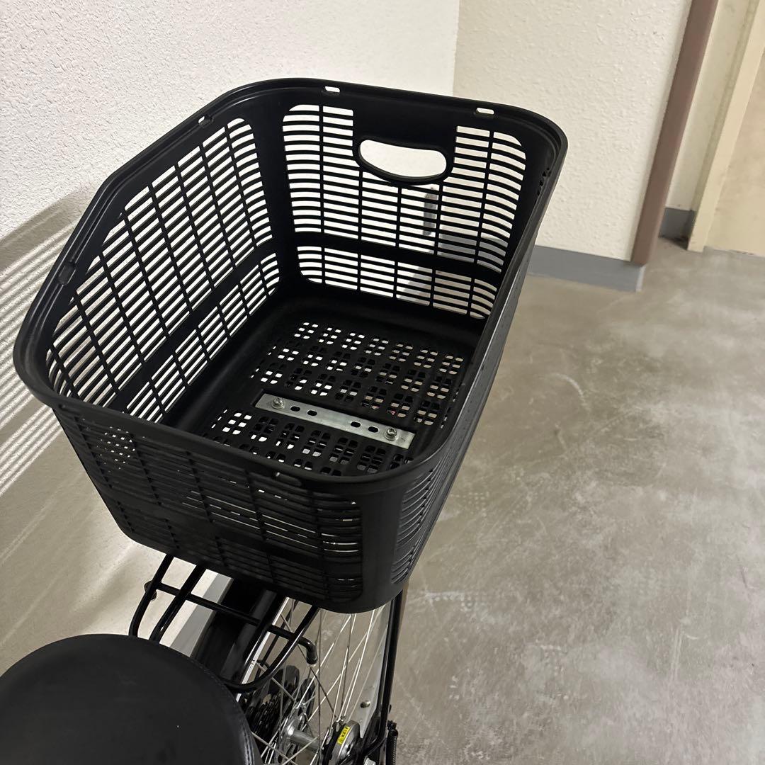 黒のシティサイクル 前後カゴ付き 27インチ　丸石　オートライト　自転車