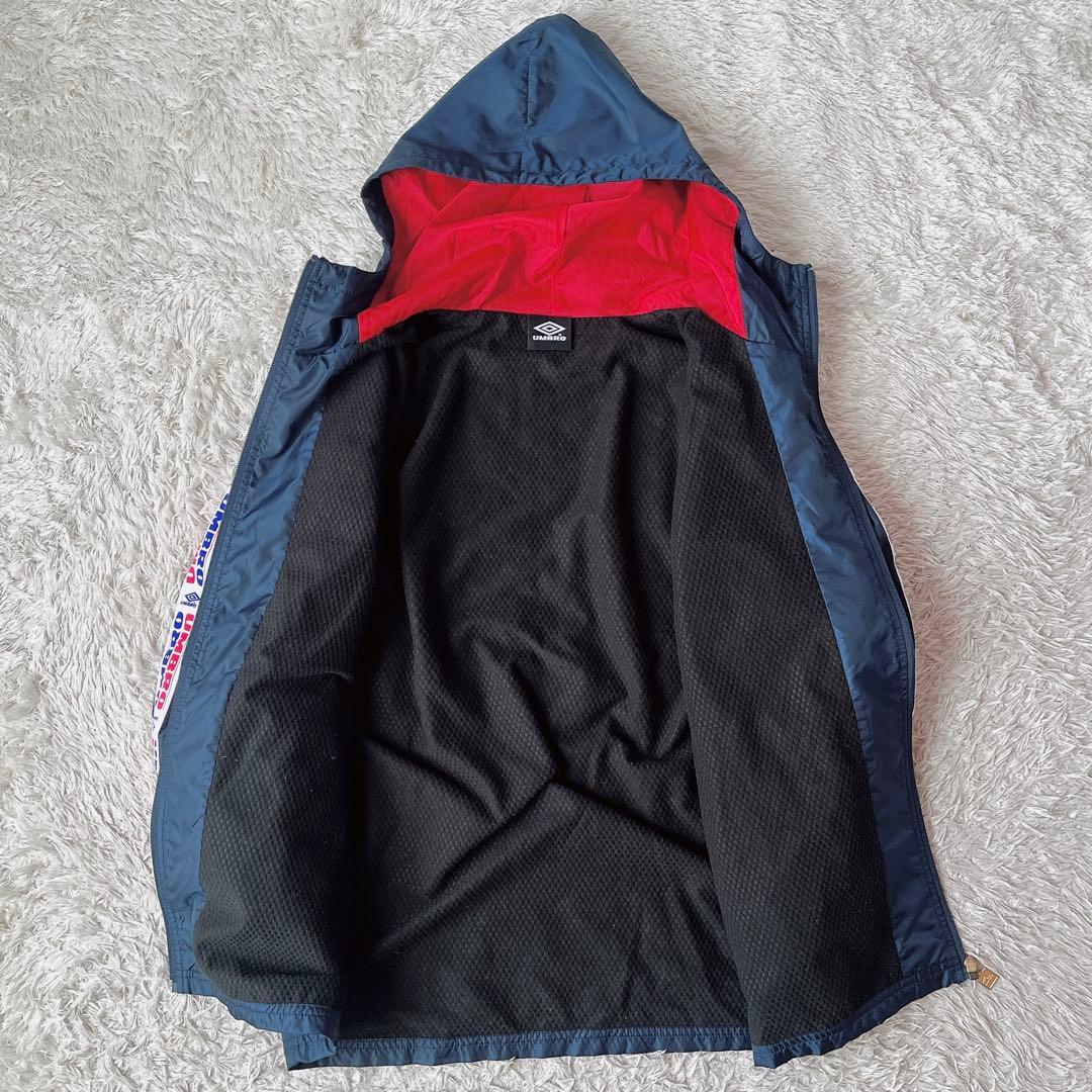 【美品】アンブロ ウインドスーツ ナイロン上下セットアップ ウインドブレーカー紺