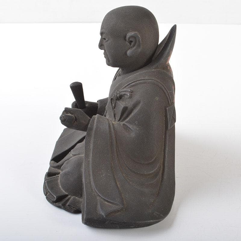 仏教美術　木彫　玉眼入　禅僧像　僧侶像　置物　D　R6475