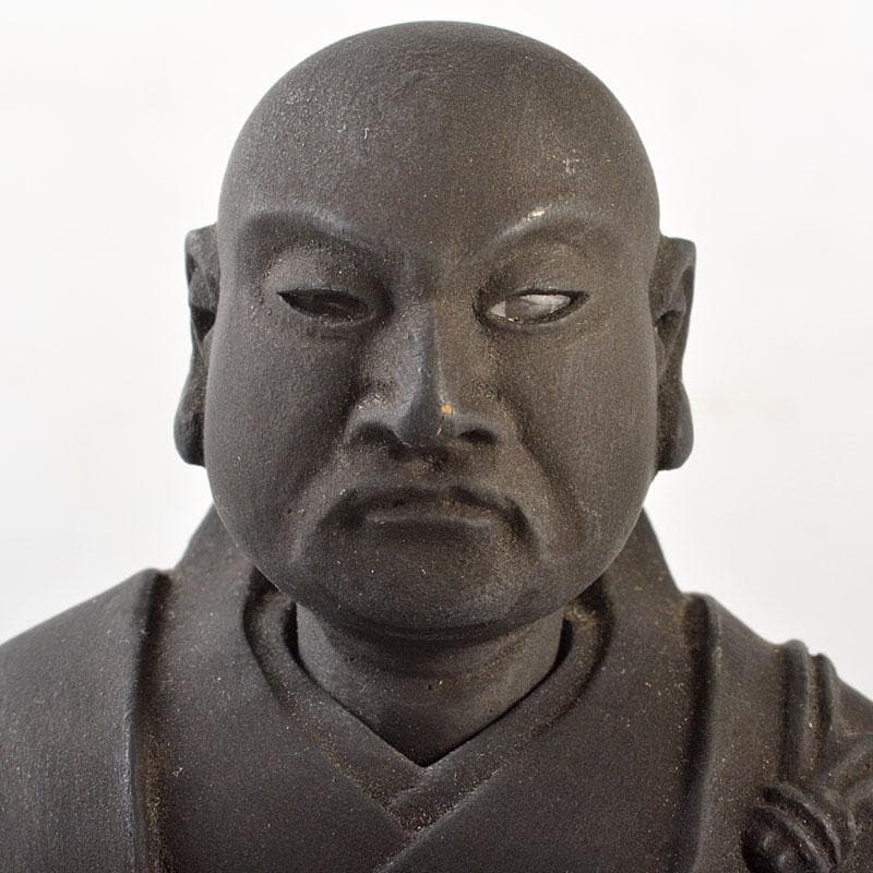 仏教美術　木彫　玉眼入　禅僧像　僧侶像　置物　D　R6475