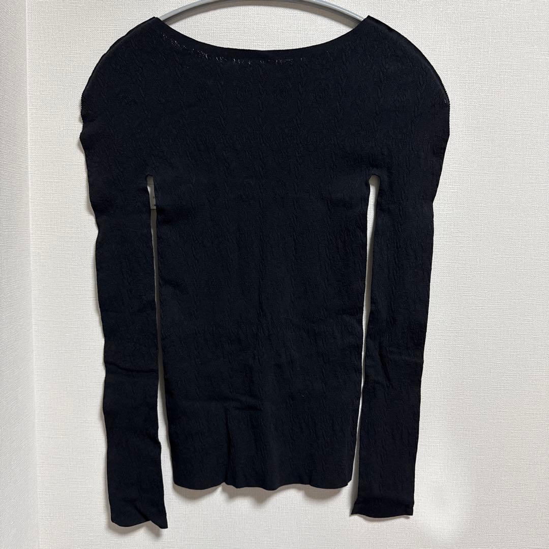 【新品】チャコッノーソーイングニット　ローズモチーフ　黒M