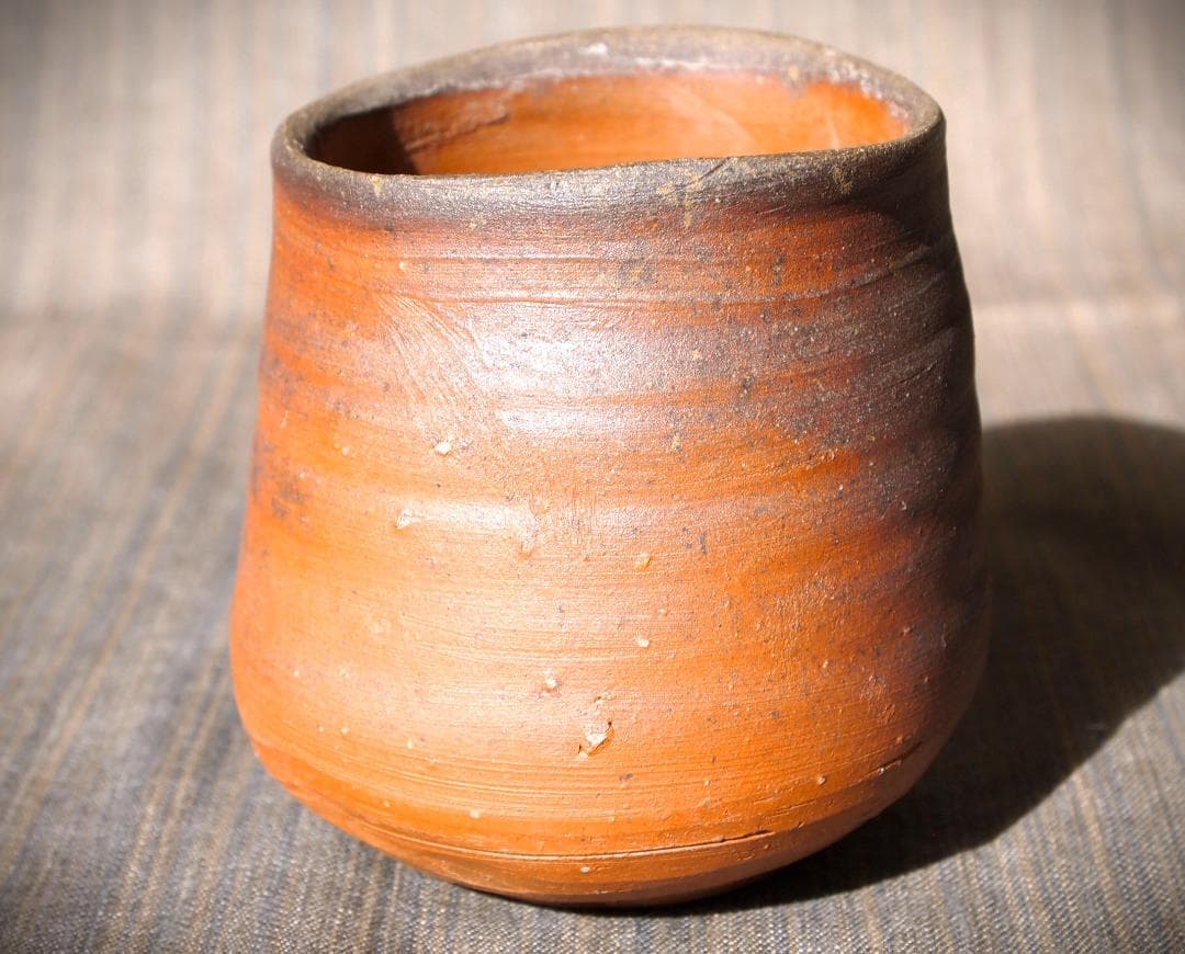 希少作★中村六郎【師：金重陶陽】★備前湯のみ★共箱・布