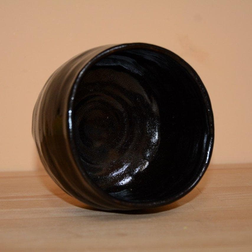 瀬戸黒茶碗　美濃焼　新品　土岐市無形文化財保持者　水野澤三作　送料込み