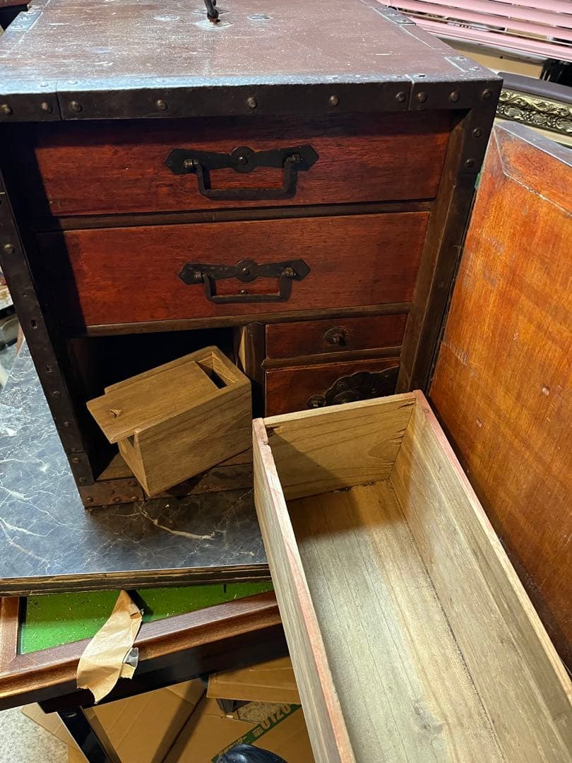 レトロ舟金庫 舟箪笥 レトロ金庫 舟金庫 昭和レトロ木製金庫