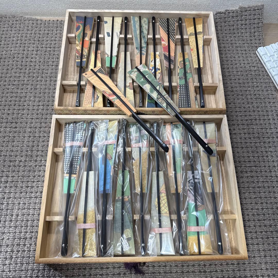 【 源氏物語飾り扇 】フランクリン画廊 解説書付き 20本 源氏物語 扇