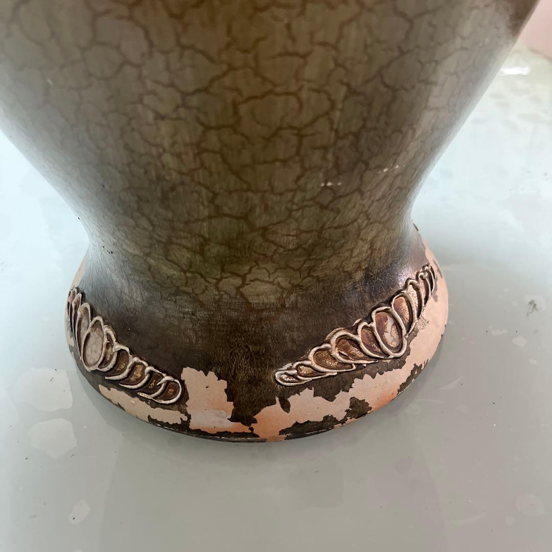 母子像 花瓶 陶器製 高さ約46cm 壺底1837F.Sを書きあり