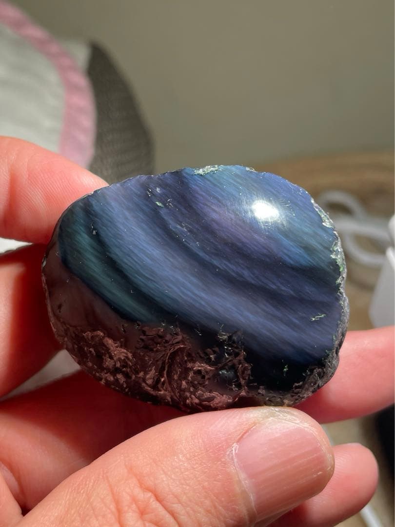 研磨品　十勝石玲瓏　複合色レインボーオブシディアン　特級品