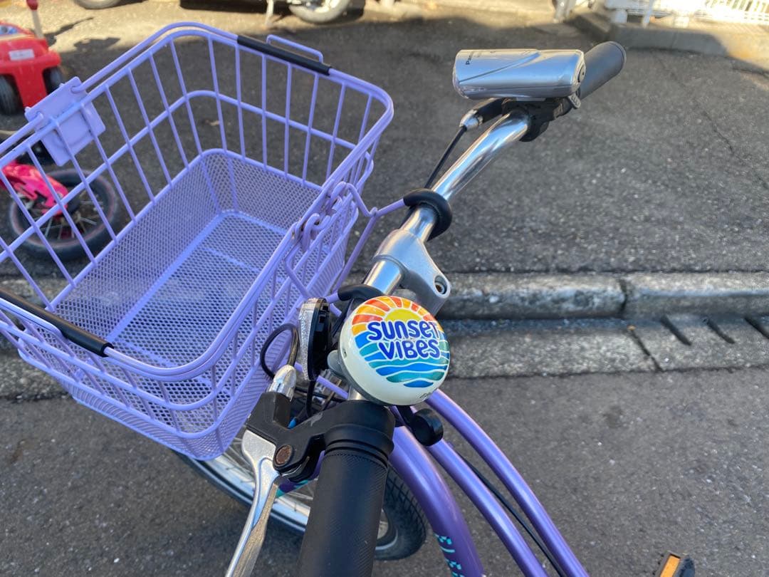 子供用自転車 紫色 前カゴ付き 20インチ