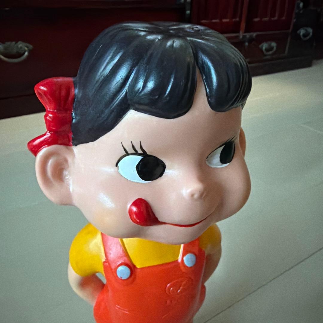 【当時物】ペコちゃん首振り人形不二家　ミルキーブリキ台座 約30cm 昭和レトロ