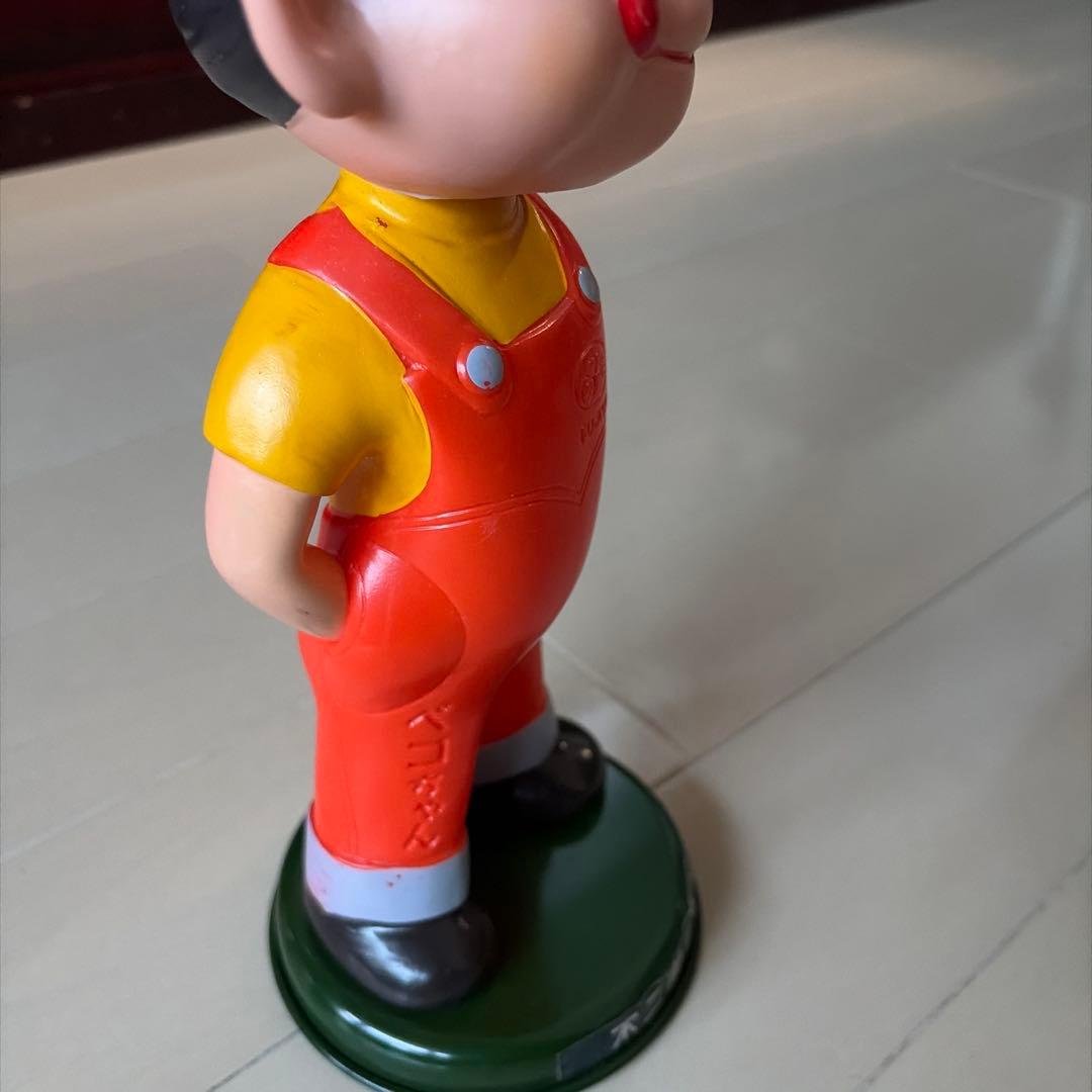 【当時物】ペコちゃん首振り人形不二家　ミルキーブリキ台座 約30cm 昭和レトロ