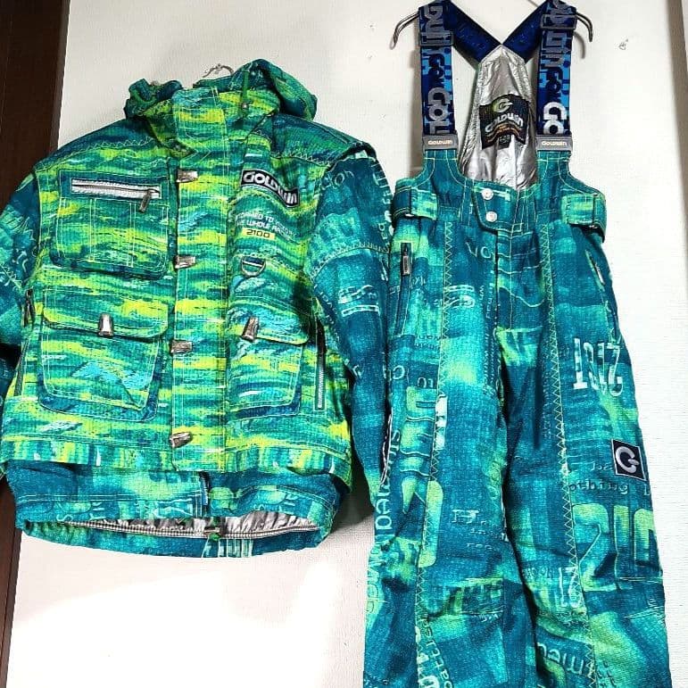 ​【極希少/レトロ】ゴールドウイン スキーウェア 上下セット M 総柄 90s