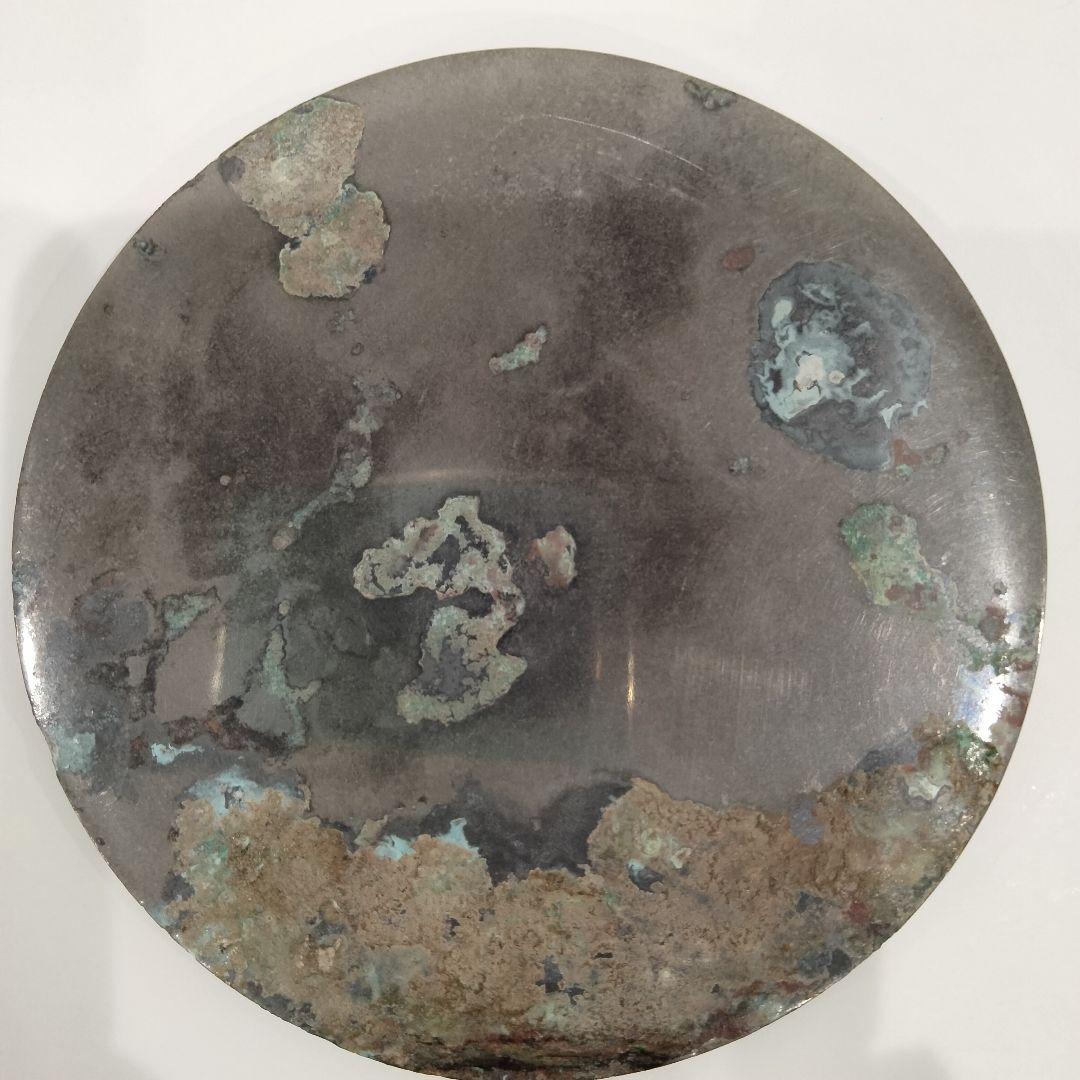 V364 中国 白銅 花弦文鏡 古鏡 白銅鏡 直径9㎝ J