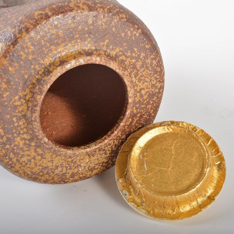 茶道具　備前焼　茶入　仕覆三点付　表千家十一代碌々斎極め箱　D　R6528