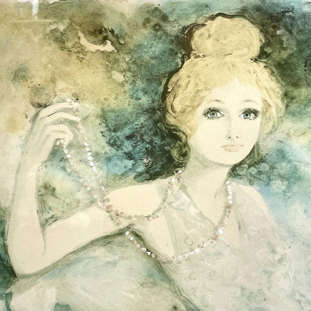 真作保証 ベルナール・シャロワ『白いネックレス』大作大判 リトグラフ 直筆サイン