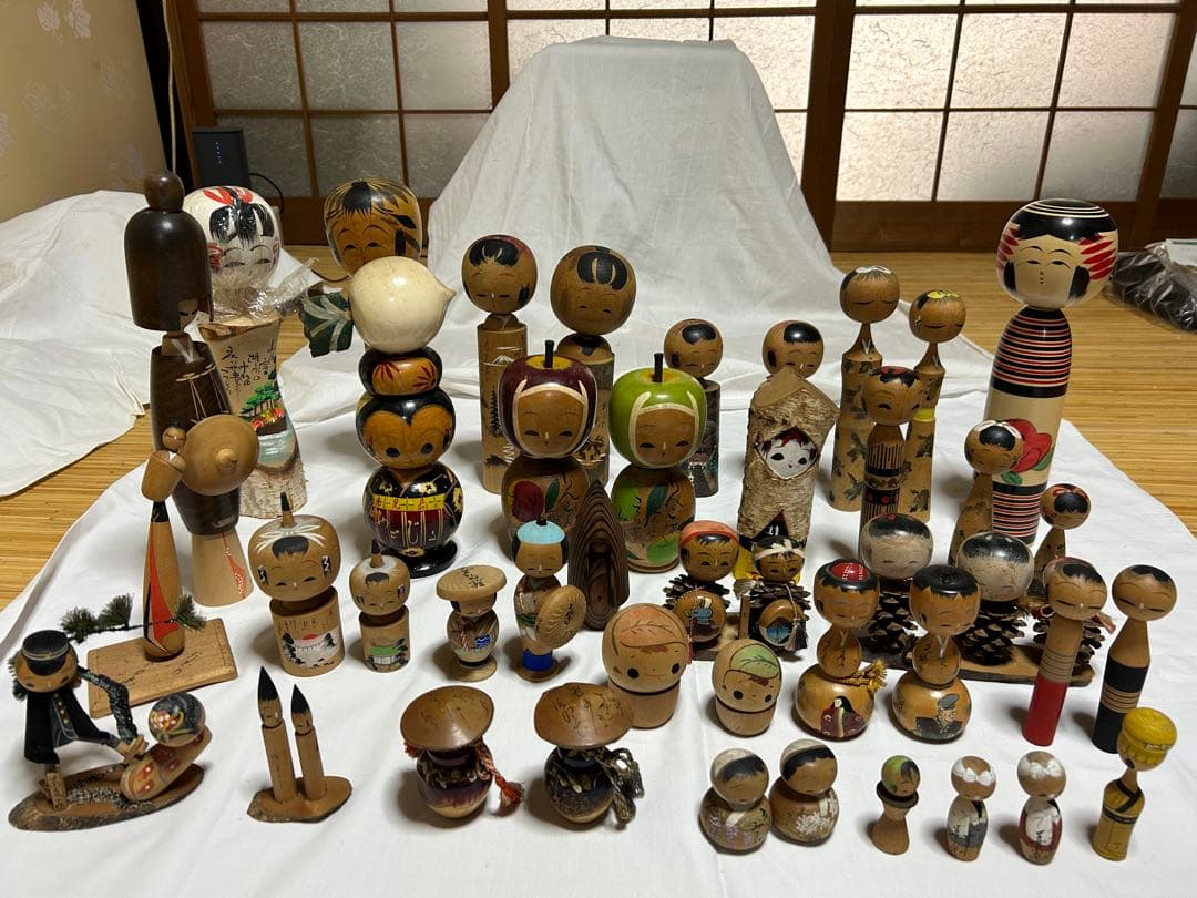 伝統的な木製こけし人形コレクション　まとめ売り41体