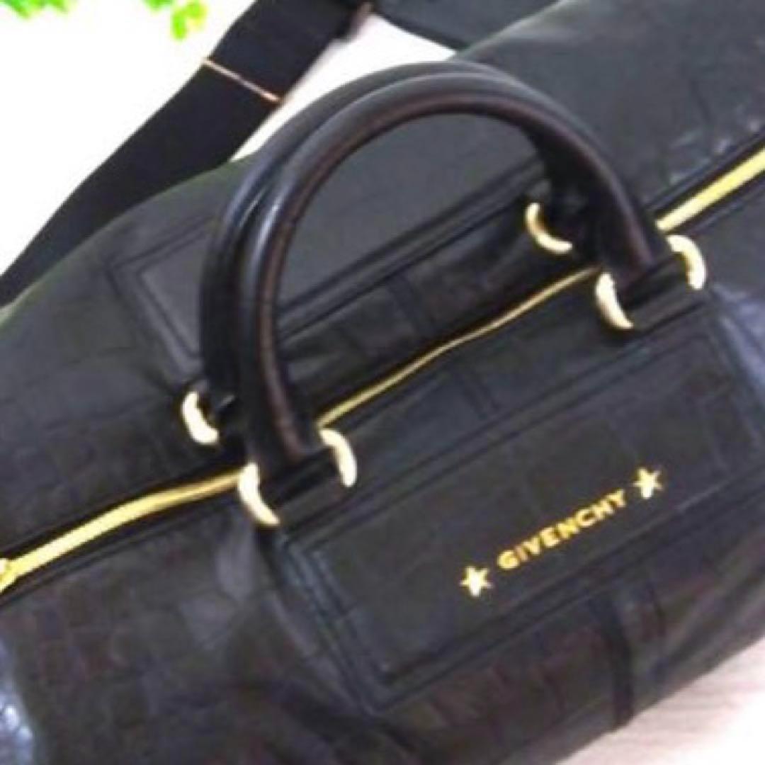 GIVENCHY クロコダイル型押し　ブラックレザーボストンバッグ　2ウェイ