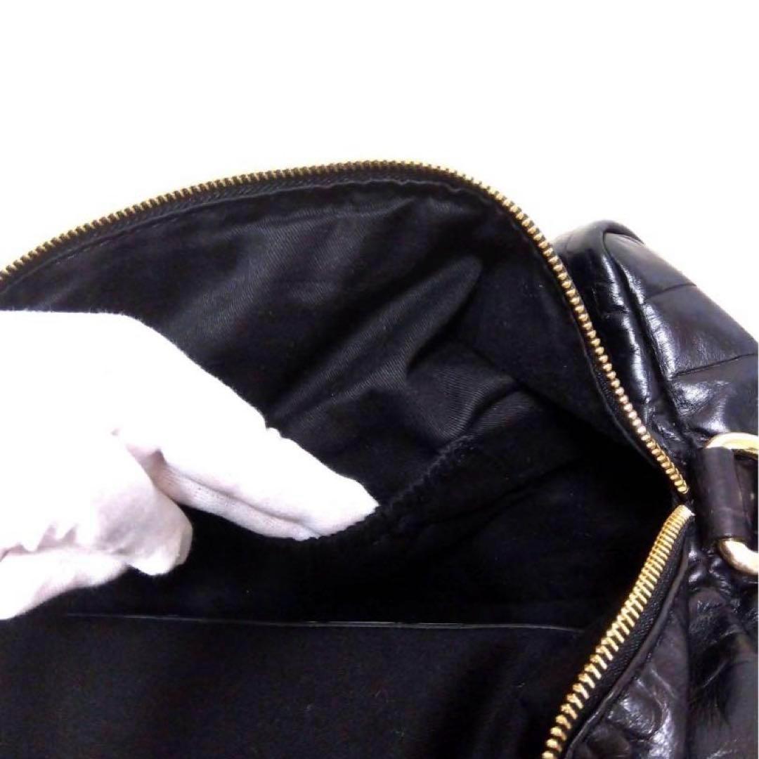 GIVENCHY クロコダイル型押し　ブラックレザーボストンバッグ　2ウェイ