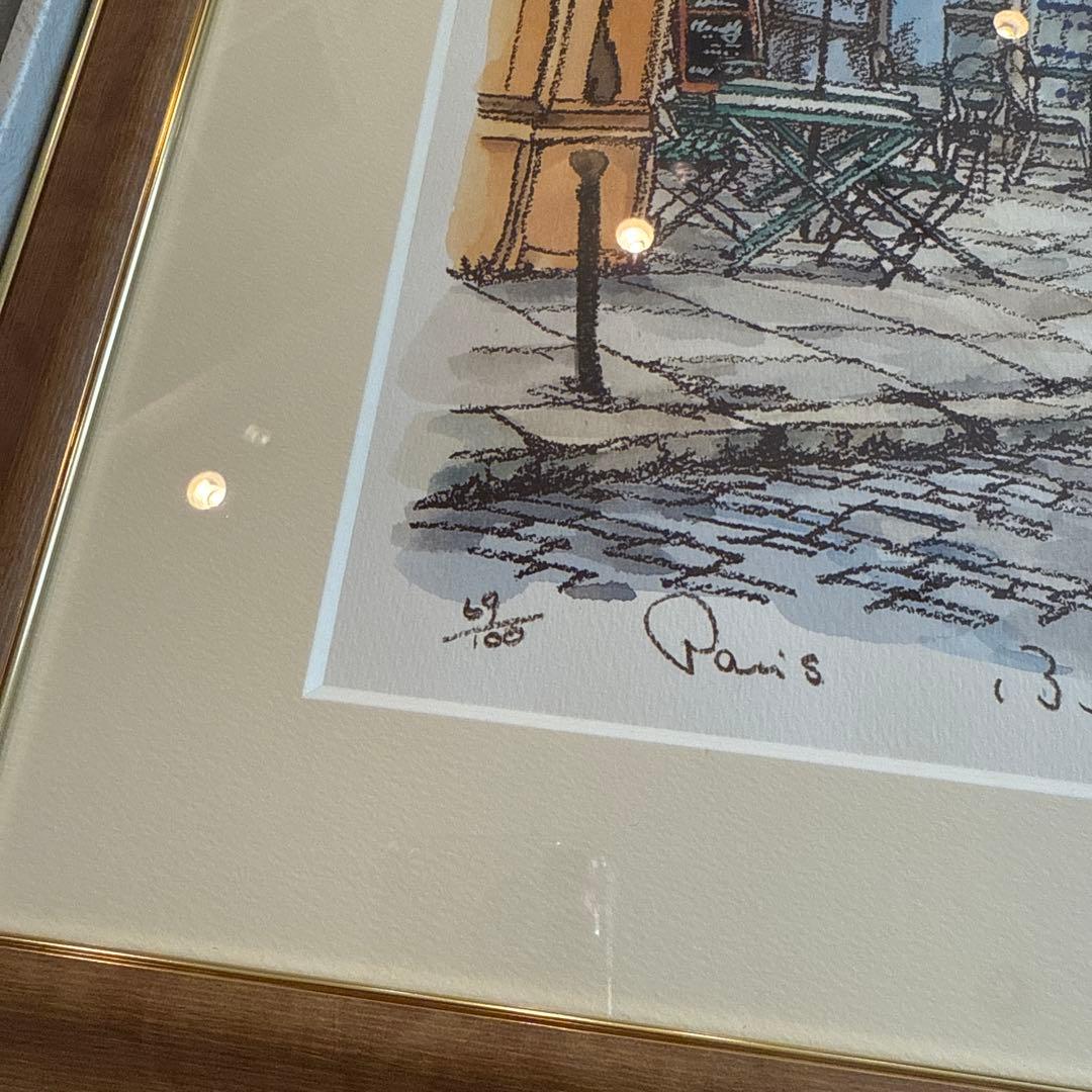 高橋文平 水彩画 paris フランス 額付き 箱あり