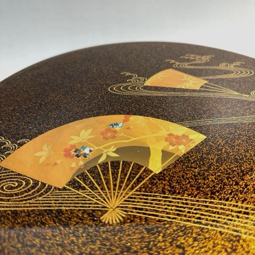 輪島塗　梨子地扇面蒔絵　茶櫃　参州 造 作家物