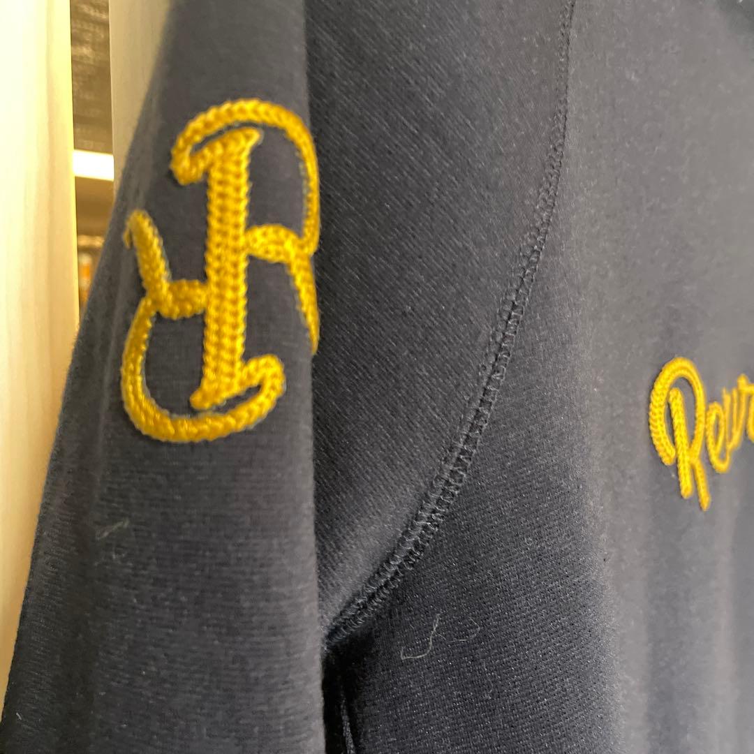 レザレクションネイビー フード付き 裏起毛パーカー