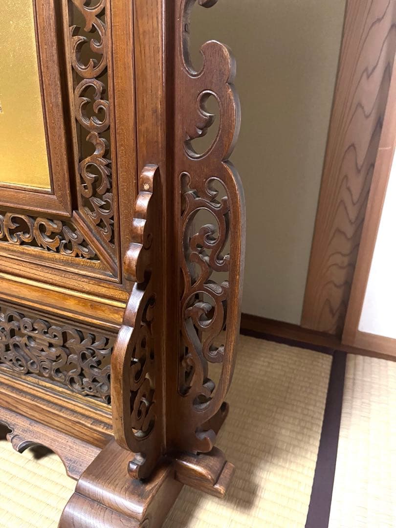 衝立　金に虎と松の絵　和風衝立　間仕切り　アンティーク　年代物