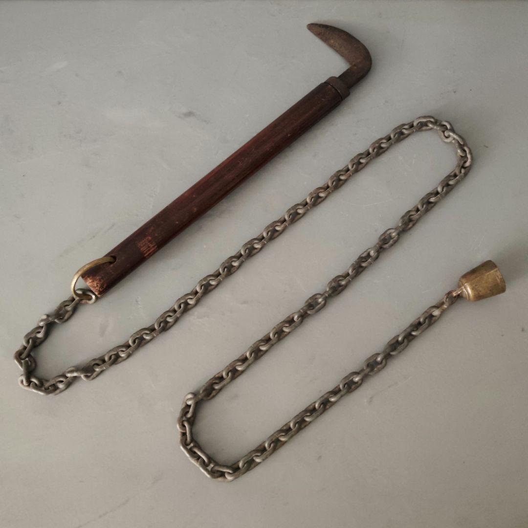 忍者武具 鉄製 鎖鎌 忍具 時代物 万力鎖 分銅鎖 くさりがま 古武術 武器