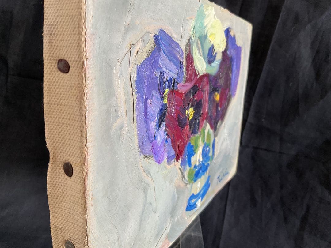 寺島貞志(1905~1983)油彩画タイトル「パンジー」日本プロレタリア美術