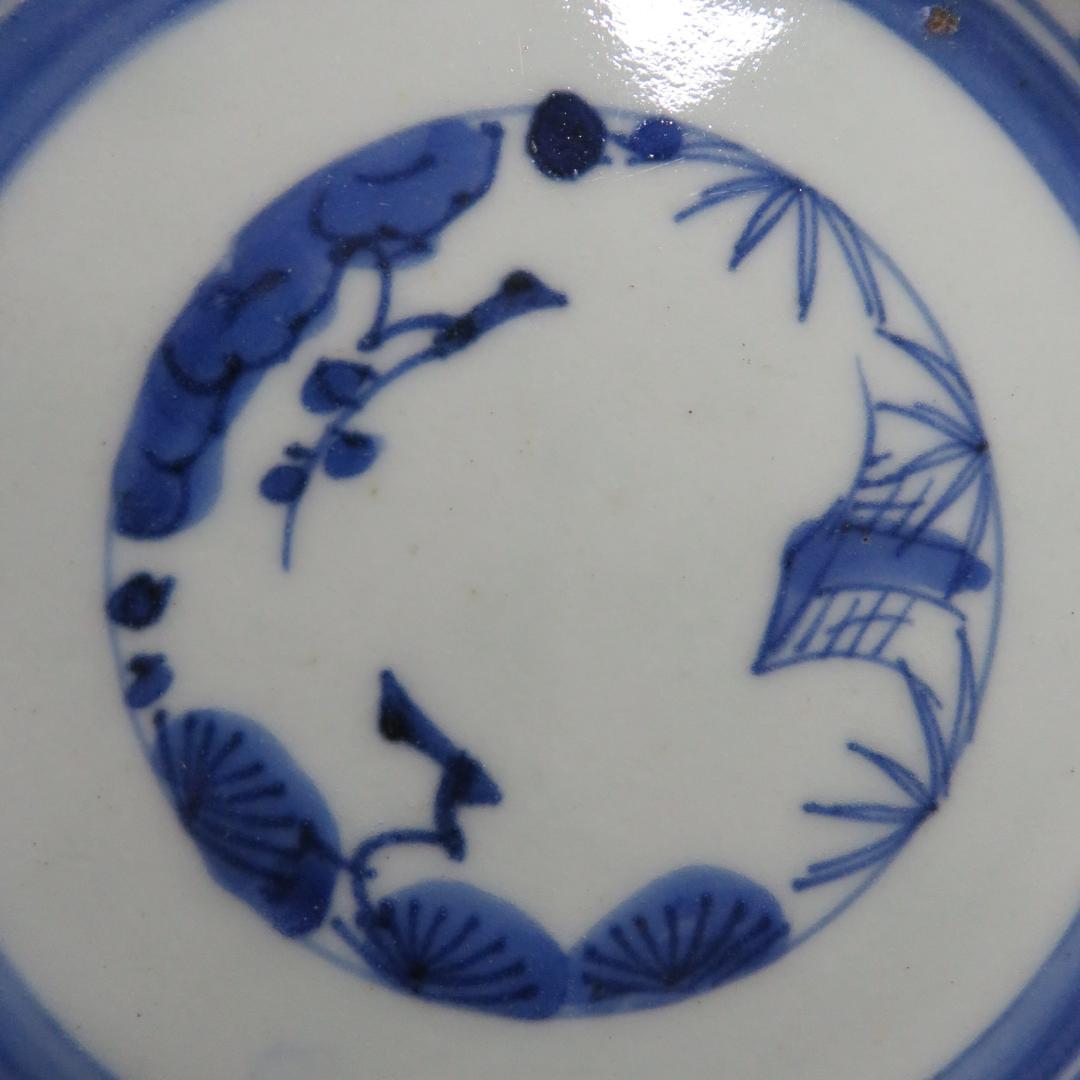 なます皿 5枚 江戸 蛇の目 唐草 松竹梅 窯傷 歪み 蔵出し