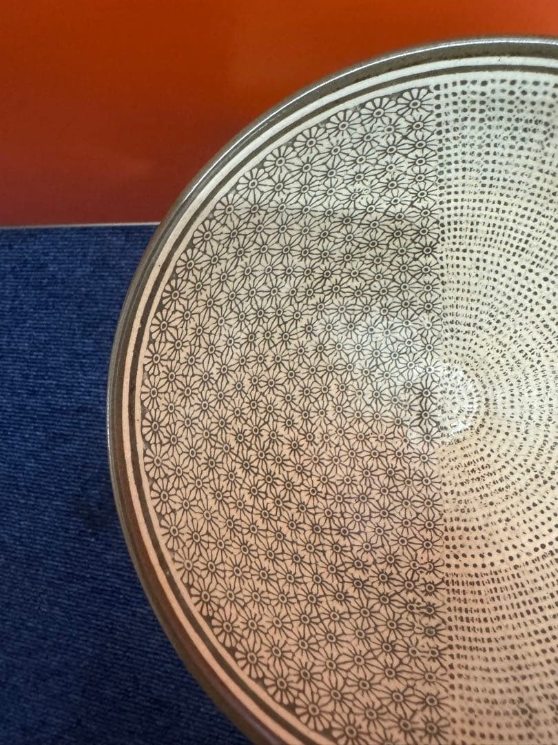 1874 高麗焼　黄章洙作　花三鳥暦手文　茶碗　時代物