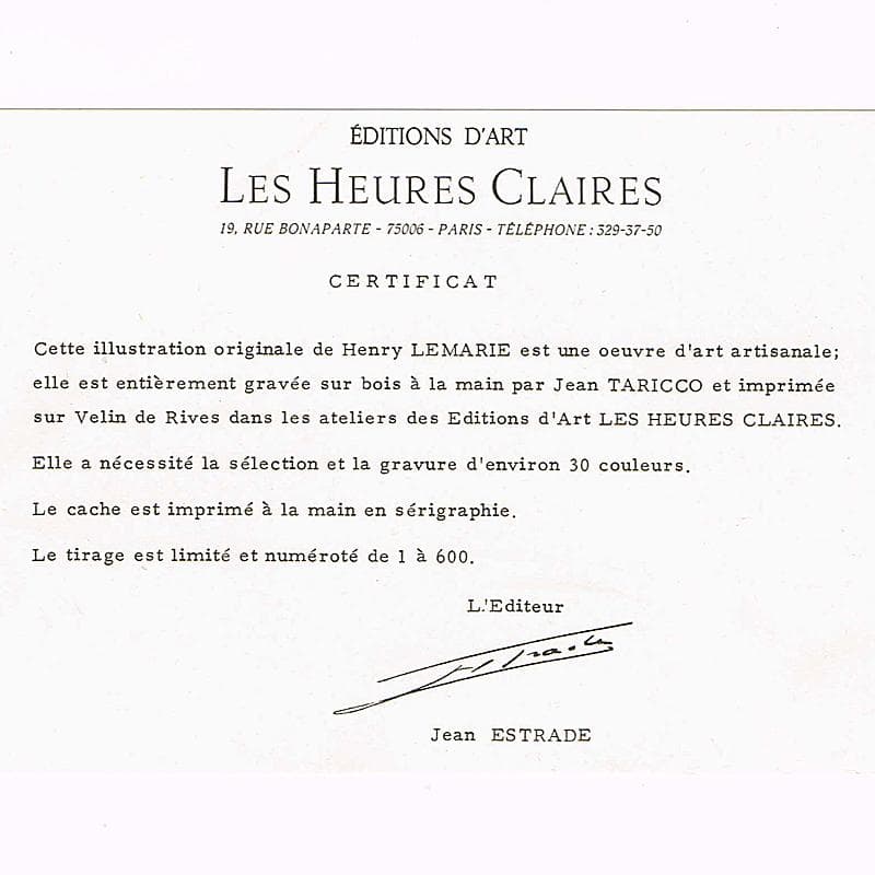 フランス　ヘンリー・リマリー　版画　114/600　5枚セット　V　R8330