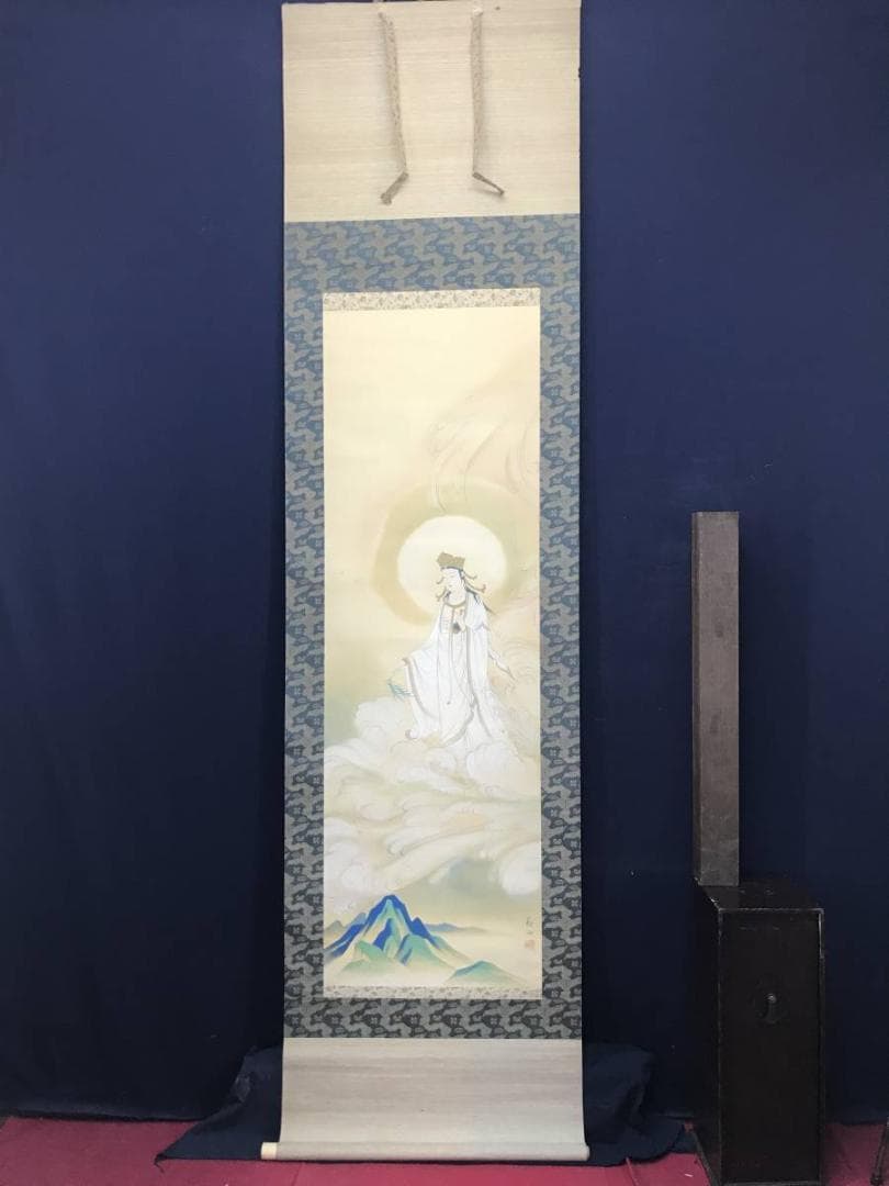 【真作】織田観潮/観音図/人物図/仏事掛/掛軸/名家伝来/AC-356