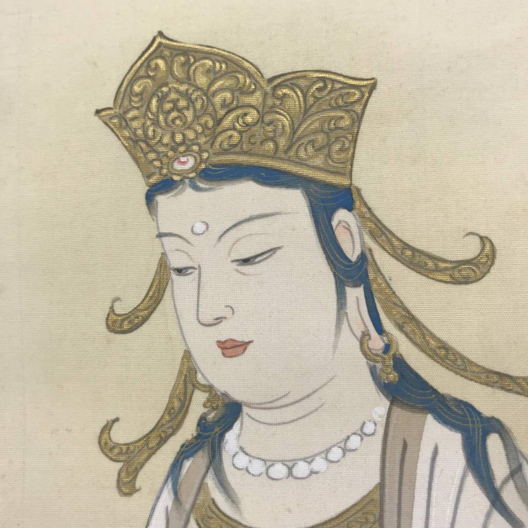 【真作】織田観潮/観音図/人物図/仏事掛/掛軸/名家伝来/AC-356