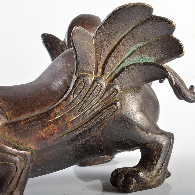 中国　古銅宣徳銅　神獣　置物　M　R6188