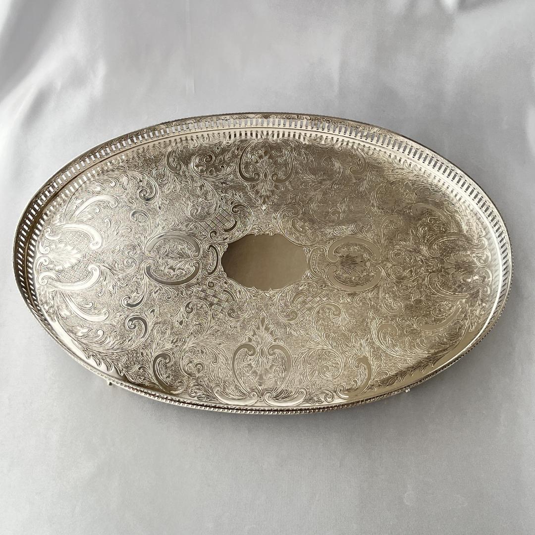 【英国】 ギャラリートレー オーバル型 40cm クロウフット