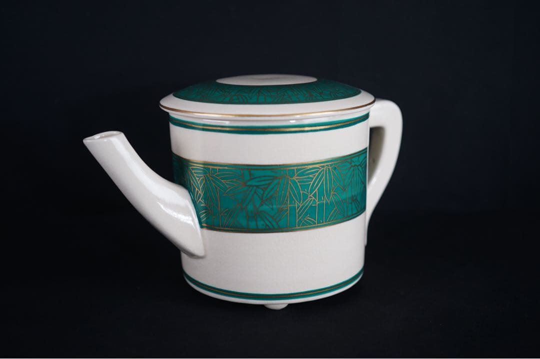 田中宝泉 緑地 竹 水次 共箱 茶道具