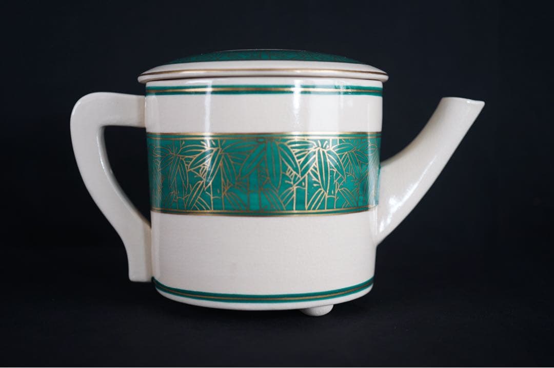 田中宝泉 緑地 竹 水次 共箱 茶道具