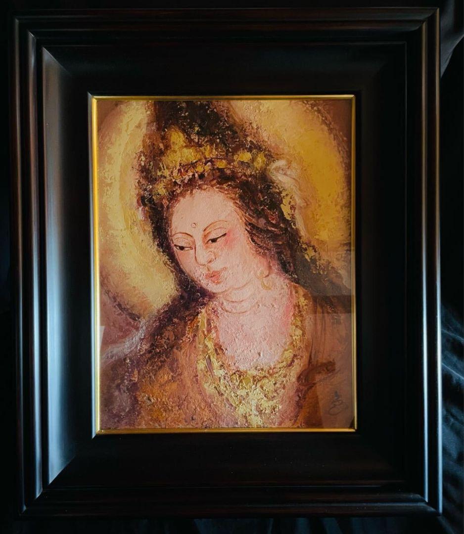 【真作保証】松浦至郎作 菩薩像 油彩 日本画 宗教画