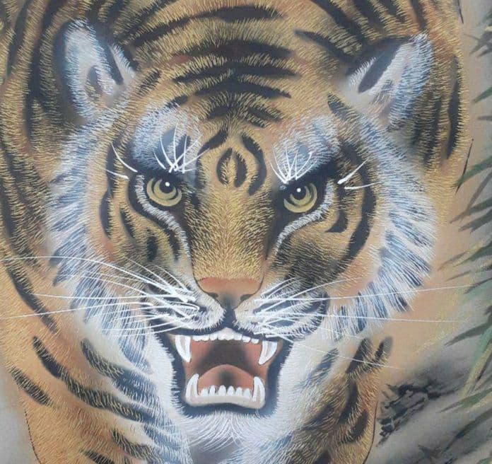 掛け軸/猛虎/清末玉峰？