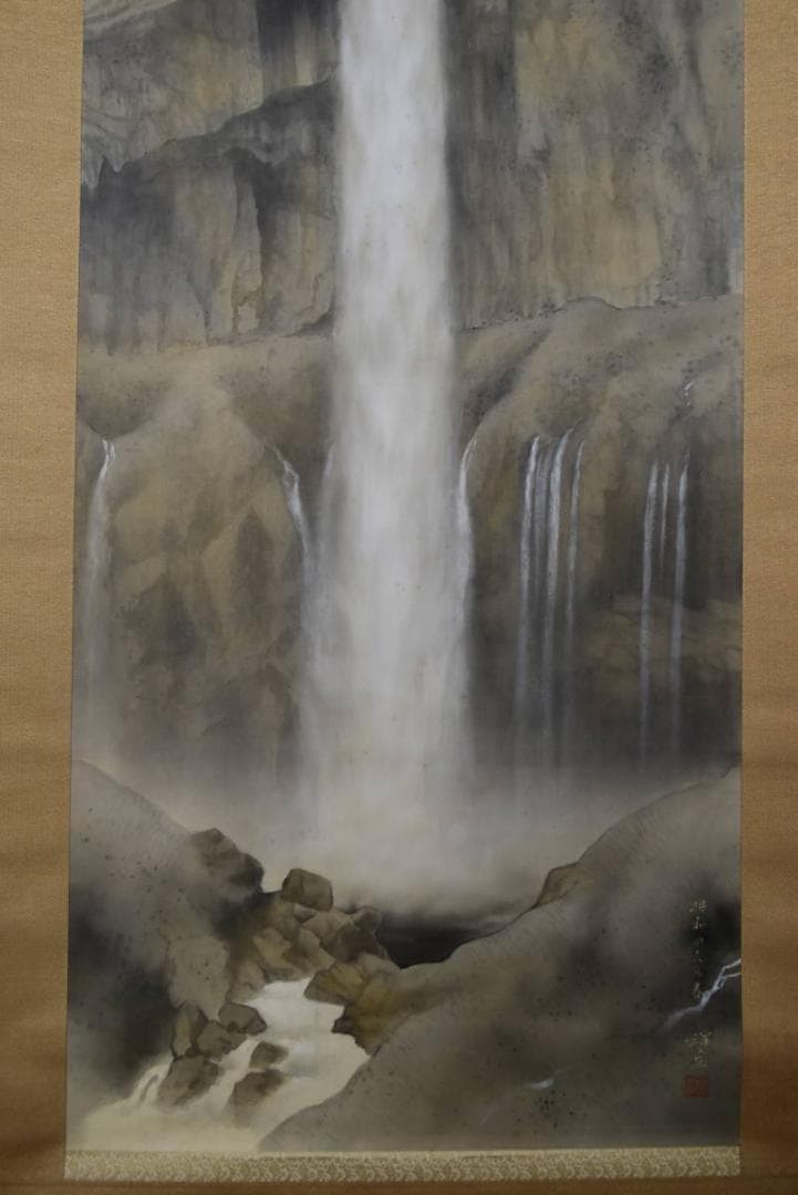 【真作】大島祥丘/華厳の滝図/華厳の瀧図/掛軸/名家伝来/AA-139