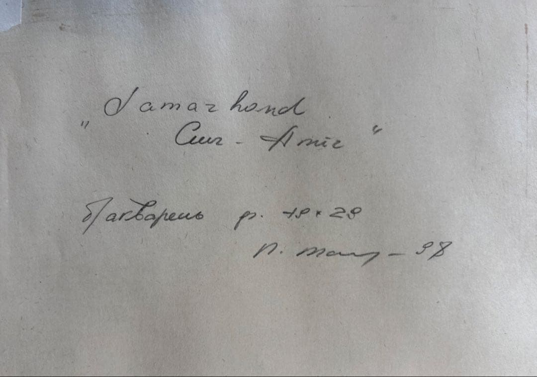 ウズベキスタンのサマルカンド　シャーヒ・ズィンダ廟群　肉筆水彩画　4作　額装